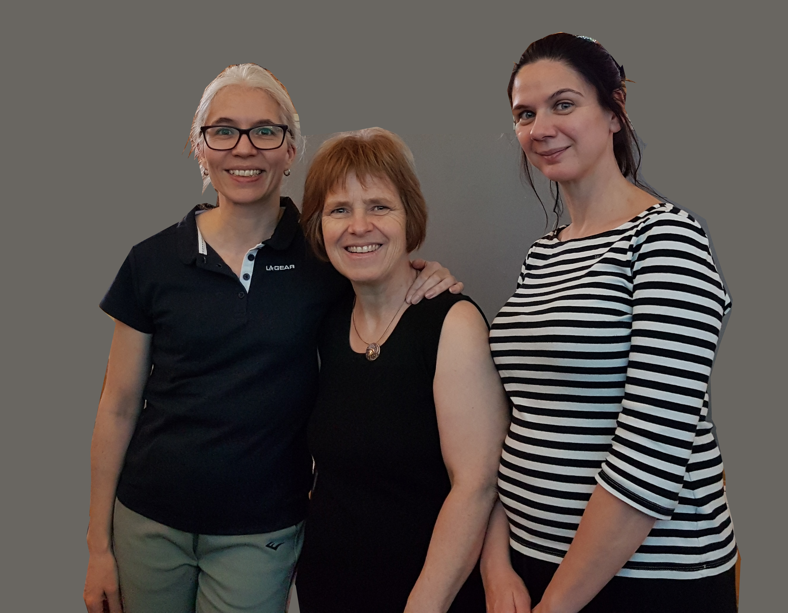 Andrea Duncan, Regina Dengler and Charlotte Sutcliffe - after giving 60 massages